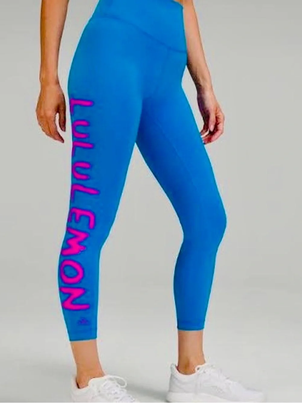 lululemon athletica Bright Blue High-Rise Leggings with Pink Side Logo